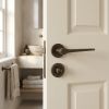 Complete Gio Door Handle Pack - Bathroom Lock (Standard Thumb Turn) - Dark Bronze - 76mm / 3-inch Hinges - JE-E6B3-DB