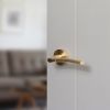 STATUS Indiana Lever Door Handle on Round Rose - Satin Brass (Pair)