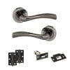 STATUS Texas Door Handle Pack (Latch Set - 2.5" Latch, 3" Hinges x2) - Black Nickel