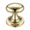 Zoo Hardware Oval Mortice Knob Furniture 60mm Rose dia. - Polished Brass