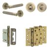 Complete Bari Door Handle Pack - Bathroom - Antique Brass - By Frelan Hardware - JE-D5A3-AB