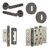 Complete Venice Door Handle Pack - Sashlock - Black Nickel - 65mm / 4-inch Hinges - JE-F7A8-BN