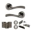 STATUS Texas Door Handle Pack (Euro Lock Set - 3" CE Sashlock, 3" Fire Rated Hinges x3) - Black Nickel