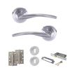 STATUS Arizona Door Handle Pack (3 Lever Lock Set - 2.5" CE Sashlock, 4" Slim Knuckle Hinges x2) - Satin Chrome