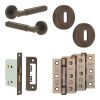 Complete Bloom Door Handle Pack - Sashlock - Dark Bronze - 76mm / 3-inch Hinges - JE-B8B8-DB