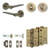 Complete Gio Door Handle Pack - Heavy Duty Tubular Bathroom (Standard Thumb Turn) - Antique Brass - 102mm / 3-inch Hinges - JE-E32B3-AB