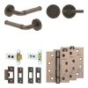 Complete Midtown Door Handle Pack - Heavy Duty Tubular Bathroom (Knurled Thumb Turn) - Dark Bronze - 64mm / 4-inch Hinges - JE-G30A1-DB