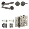 Complete Bari Door Handle Pack - Heavy Duty Tubular Bathroom (Plain Thumb Turn) - Black Nickel - 102mm / 4-inch Hinges - JE-D32A2-BN