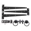 10" 250mm Twist Ring Gate Ironmongery Kit Black