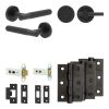 Complete Venice Door Handle Pack - Heavy Duty Tubular Bathroom (Plain Thumb Turn) - Matt Black - 76mm / 3-inch Hinges - JE-F31B2-MB