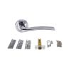 STATUS Indiana Door Handle Pack (Latch Set - 2.5" CE Latch, 3" Fire Rated Hinges x3) - Satin Chrome/Polished Chrome