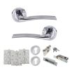 STATUS Indiana Door Handle Pack (Euro Lock Set - 3" CE Sashlock, 4" Fire Rated Hinges x3) - Satin Chrome/Polished Chrome