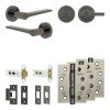 Complete Gio Door Handle Pack - Heavy Duty Tubular Bathroom (Plain Thumb Turn) - Black Nickel - 76mm / 4-inch Hinges - JE-E31A2-BN