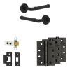 Complete Midtown Door Handle Pack - Heavy Duty Latch - Matt Black - 64mm / 4-inch Hinges - JE-G20A-MB