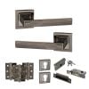 STATUS Kansas Door Handle Pack (Euro Lock Set - 2.5" CE Sashlock, 3" Fire Rated Hinges x3) - Black Nickel