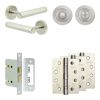 Complete Hex Door Handle Pack - Bathroom Lock (Standard Thumb Turn) - Satin Nickel - 76mm / 4-inch Hinges - JE-C6A3-SN