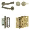 Complete Classic Door Handle Pack - Bathroom - Antique Brass - By Frelan Hardware - JE-A5A2-AB