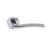 STATUS Indiana Lever Door Handle on Round Rose - Satin Chrome/Polished Chrome (Pair)