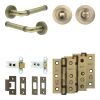 Complete Midtown Door Handle Pack - Heavy Duty Tubular Bathroom (Standard Thumb Turn) - Antique Brass - 64mm / 3-inch Hinges - JE-G30B3-AB