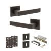 STATUS Montana Door Handle Pack (3 Lever Lock Set - 3" CE Sashlock, 4" Slim Knuckle Hinges x2) - Urban Dark Bronze