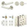 Complete Hex Door Handle Pack - Heavy Duty Tubular Bathroom (Plain Thumb Turn) - Satin Nickel - 64mm / 4-inch Hinges - JE-C30A2-SN