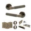 Senza Pari Rosarno Door Handle Pack (Euro Lock Set - 2.5" CE Sashlock, 4" Fire Rated Hinges x3) - Antique Brass