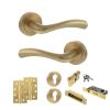 STATUS Texas Door Handle Pack (Euro Lock Set - 2.5" CE Sashlock, 4" Slim Knuckle Hinges x2) - Satin Brass