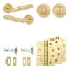 Complete Bloom Door Handle Pack - Heavy Duty Tubular Bathroom (Standard Thumb Turn) - Satin Brass - 102mm / 4-inch Hinges - JE-B32A3-SB