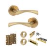 STATUS Colorado Door Handle Pack (Euro Lock Set - 2.5" CE Sashlock, 4" Slim Knuckle Hinges x2) - Satin Brass