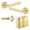 Complete Bari Door Handle Pack - Internal Doors - Satin Brass - 76mm / 3-inch Hinges - JE-D3B-SB