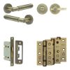 Complete Bloom Door Handle Pack - Bathroom - Antique Brass - By Frelan Hardware - JE-B5B2-AB