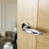 Senza Pari Elisse Door Handle Pack (Bathroom Set - 2.5" CE Bathroom Lock, 4" Fire Rated Hinges x3) - Satin Nickel/Chrome Plate