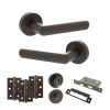 STATUS Carolina Door Handle Pack (Bathroom Set - 3" CE Bathroom Lock, 3" Fire Rated Hinges x3) - Urban Dark Bronze
