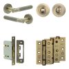 Complete Venice Door Handle Pack - Bathroom - Antique Brass - By Frelan Hardware - JE-F6B3-AB