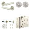 Complete Hex Door Handle Pack - Heavy Duty Tubular Bathroom (Standard Thumb Turn) - Satin Nickel - 102mm / 4-inch Hinges - JE-C32A3-SN