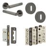 Complete Hex Door Handle Pack - Sashlock - Black Nickel - 65mm / 3-inch Hinges - JE-C7B8-BN