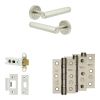 Complete Hex Door Handle Pack - Heavy Duty Latch - Satin Nickel - 76mm / 3-inch Hinges - JE-C21B-SN
