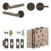 Complete Bari Door Handle Pack - Heavy Duty Tubular Bathroom (Plain Thumb Turn) - Dark Bronze - 64mm / 4-inch Hinges - JE-D30A2-DB