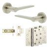 Complete Gio Door Handle Pack - Internal Doors - Satin Nickel - 64mm / 4-inch Hinges - JE-E1A-SN
