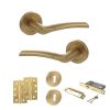 STATUS Indiana Door Handle Pack (3 Lever Lock Set - 3" CE Sashlock, 4" Slim Knuckle Hinges x2) - Satin Brass