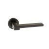 Forme Ginevra Lever Door Handle on Minimal Round Rose - Matt Black (Pair)