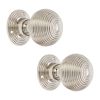 Ribbed Rim/Mortice Door Knob Polished Nickel