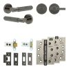 Complete Bloom Door Handle Pack - Heavy Duty Tubular Bathroom (Plain Thumb Turn) - Black Nickel - 64mm / 4-inch Hinges - JE-B30A2-BN