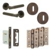 Complete Venice Door Handle Pack - Sashlock - Dark Bronze - 76mm / 3-inch Hinges - JE-F8B8-DB