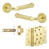Complete Classic Door Handle Pack - Internal Doors - Satin Brass - 76mm / 4-inch Hinges - JE-A3A-SB
