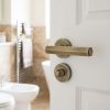 Complete Hex Door Handle Pack - Bathroom Lock (Standard Thumb Turn) - Antique Brass - 76mm / 3-inch Hinges - JE-C6B3-AB