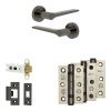 Complete Gio Door Handle Pack - Heavy Duty Latch - Black Nickel - 76mm / 3-inch Hinges - JE-E21B-BN