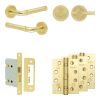 Complete Midtown Door Handle Pack - Bathroom Lock (Plain Thumb Turn) - Satin Brass - 76mm / 4-inch Hinges - JE-G6A2-SB