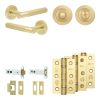 Complete Venice Door Handle Pack - Heavy Duty Tubular Bathroom (Standard Thumb Turn) - Satin Brass - 102mm / 3-inch Hinges - JE-F32B3-SB