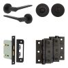 Complete Gio Door Handle Pack - Bathroom Lock (Standard Thumb Turn) - Matt Black - 76mm / 3-inch Hinges - JE-E6B3-MB